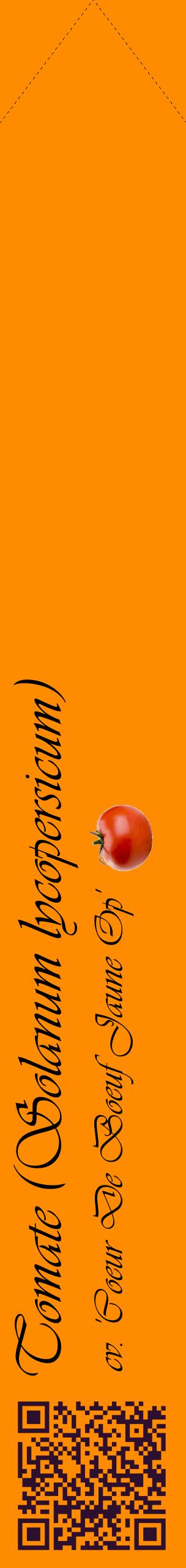 Étiquette de : Solanum lycopersicum cv. 'Coeur De Boeuf Jaune Op' - format c - style noire23_simpleviv avec qrcode et comestibilité simplifiée