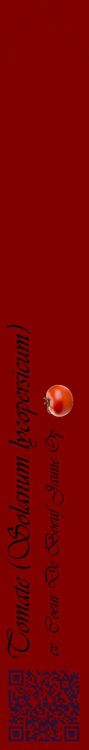 Étiquette de : Solanum lycopersicum cv. 'Coeur De Boeuf Jaune Op' - format c - style noire29_simpleviv avec qrcode et comestibilité simplifiée