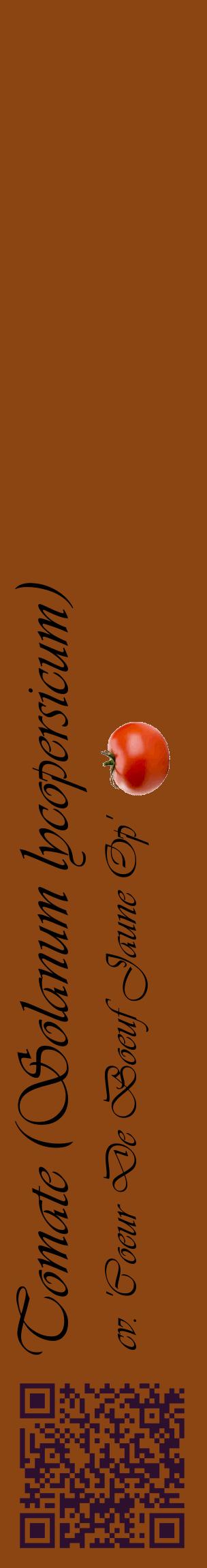 Étiquette de : Solanum lycopersicum cv. 'Coeur De Boeuf Jaune Op' - format c - style noire30_basiqueviv avec qrcode et comestibilité simplifiée
