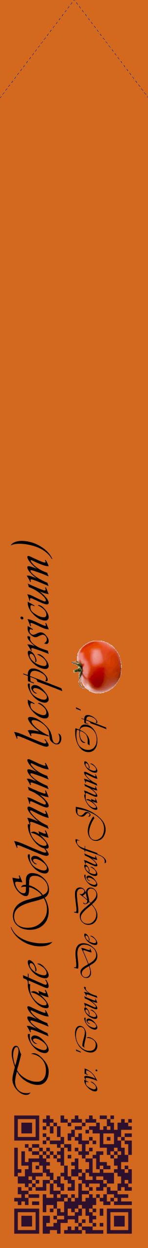 Étiquette de : Solanum lycopersicum cv. 'Coeur De Boeuf Jaune Op' - format c - style noire31_simpleviv avec qrcode et comestibilité simplifiée