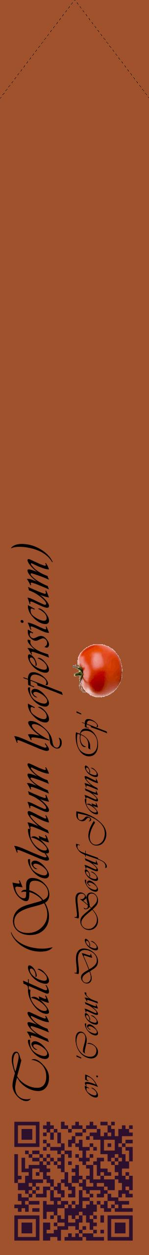 Étiquette de : Solanum lycopersicum cv. 'Coeur De Boeuf Jaune Op' - format c - style noire32_simpleviv avec qrcode et comestibilité simplifiée