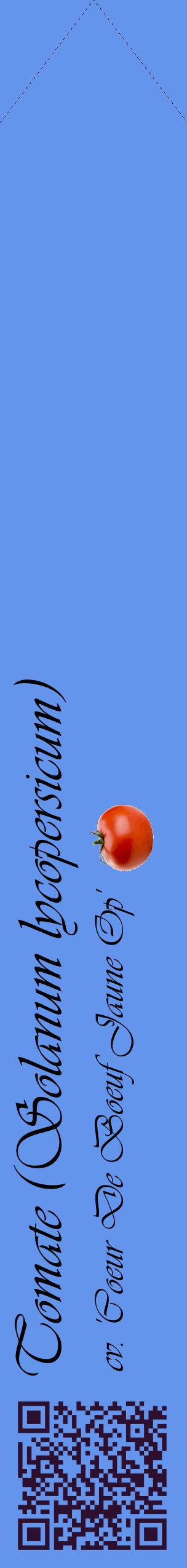 Étiquette de : Solanum lycopersicum cv. 'Coeur De Boeuf Jaune Op' - format c - style noire4_simpleviv avec qrcode et comestibilité simplifiée