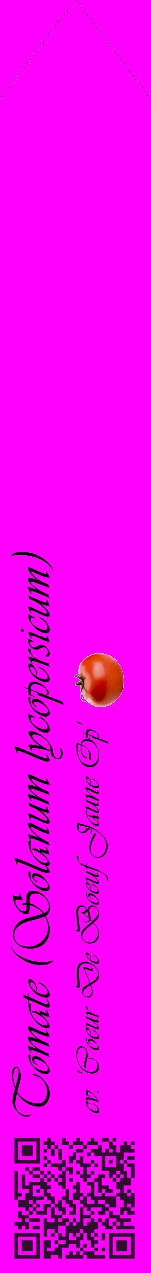 Étiquette de : Solanum lycopersicum cv. 'Coeur De Boeuf Jaune Op' - format c - style noire51_simpleviv avec qrcode et comestibilité simplifiée