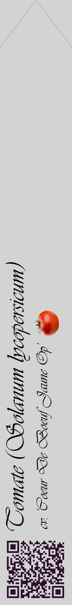 Étiquette de : Solanum lycopersicum cv. 'Coeur De Boeuf Jaune Op' - format c - style noire56_simpleviv avec qrcode et comestibilité simplifiée