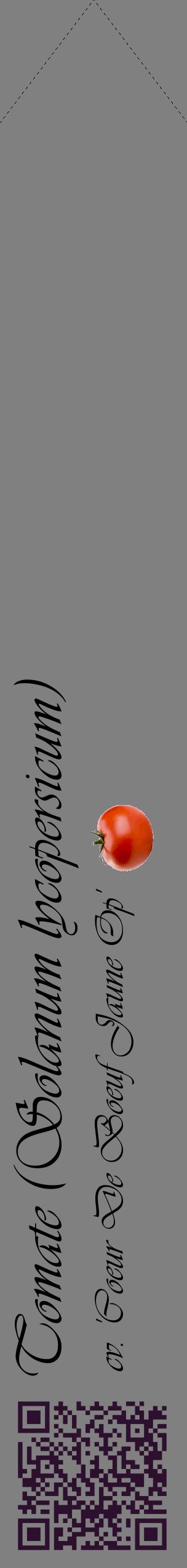 Étiquette de : Solanum lycopersicum cv. 'Coeur De Boeuf Jaune Op' - format c - style noire57_simpleviv avec qrcode et comestibilité simplifiée