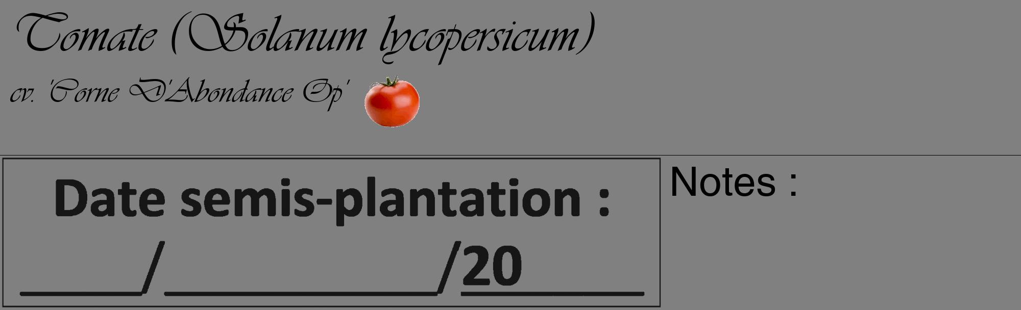 Étiquette de : Solanum lycopersicum cv. 'Corne D'Abondance Op' - format c - style noire57basique_basique_basiqueviv avec comestibilité simplifiée