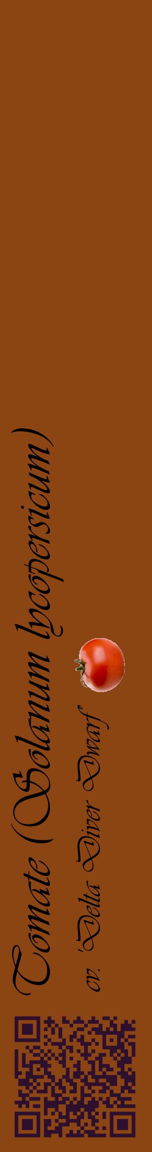 Étiquette de : Solanum lycopersicum cv. 'Delta Diver Dwarf' - format c - style noire30_basiqueviv avec qrcode et comestibilité simplifiée