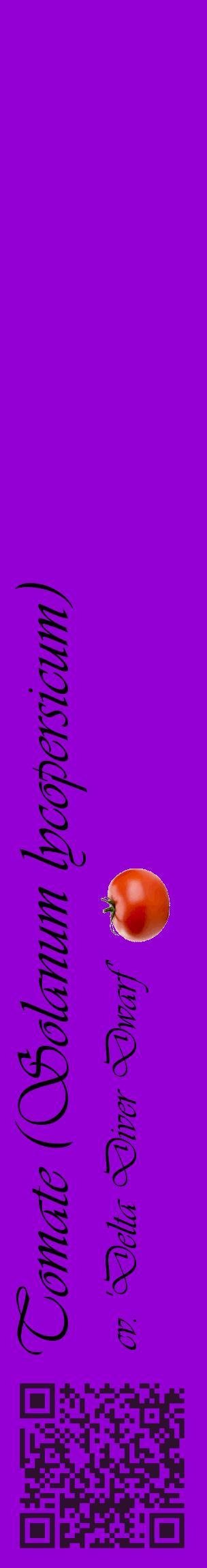 Étiquette de : Solanum lycopersicum cv. 'Delta Diver Dwarf' - format c - style noire48_basiqueviv avec qrcode et comestibilité simplifiée