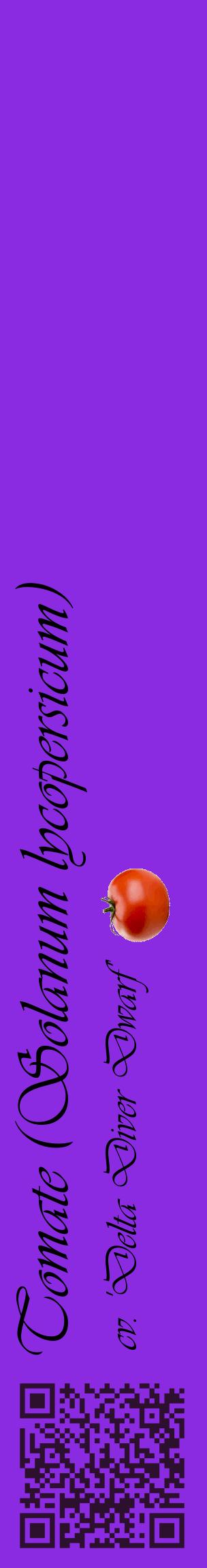Étiquette de : Solanum lycopersicum cv. 'Delta Diver Dwarf' - format c - style noire49_basiqueviv avec qrcode et comestibilité simplifiée