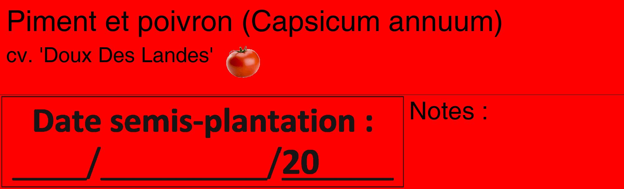 Étiquette de : Capsicum annuum cv. 'Doux Des Landes' - format c - style noire27_basique_basiquehel avec comestibilité simplifiée