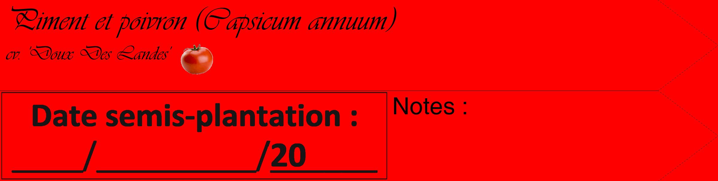 Étiquette de : Capsicum annuum cv. 'Doux Des Landes' - format c - style noire27_simple_simpleviv avec comestibilité simplifiée