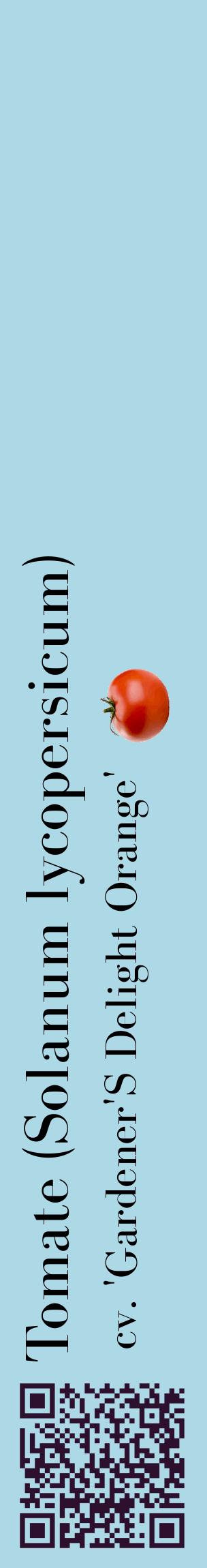 Étiquette de : Solanum lycopersicum cv. 'Gardener'S Delight Orange' - format c - style noire0_basiquebod avec qrcode et comestibilité simplifiée