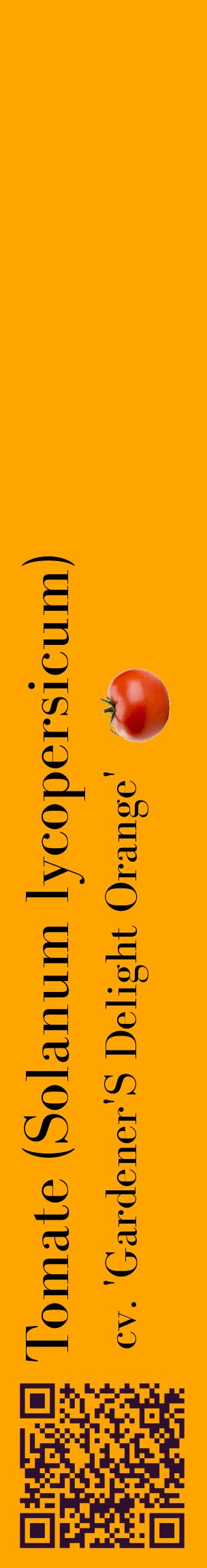 Étiquette de : Solanum lycopersicum cv. 'Gardener'S Delight Orange' - format c - style noire22_basiquebod avec qrcode et comestibilité simplifiée