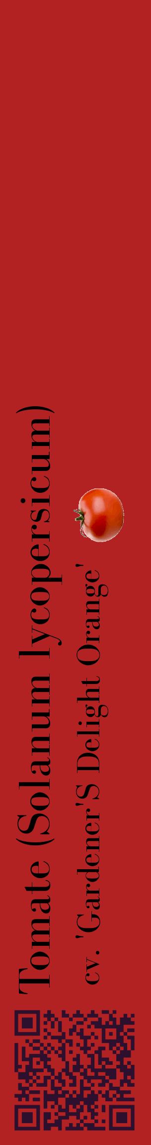 Étiquette de : Solanum lycopersicum cv. 'Gardener'S Delight Orange' - format c - style noire28_basiquebod avec qrcode et comestibilité simplifiée