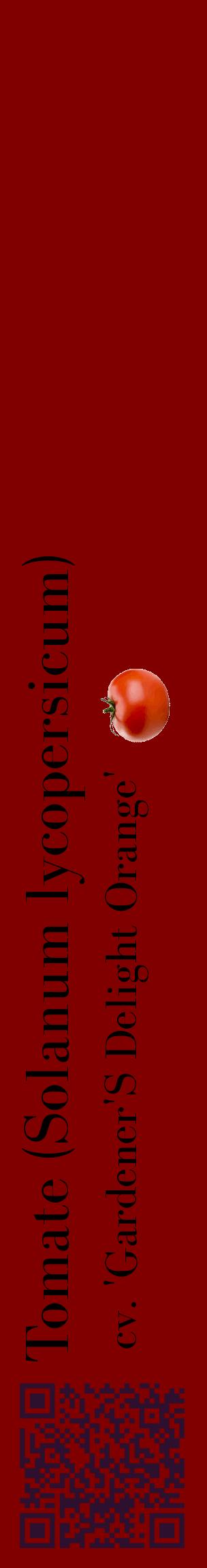 Étiquette de : Solanum lycopersicum cv. 'Gardener'S Delight Orange' - format c - style noire29_basiquebod avec qrcode et comestibilité simplifiée