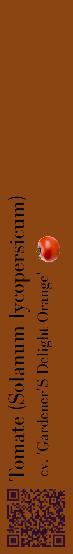 Étiquette de : Solanum lycopersicum cv. 'Gardener'S Delight Orange' - format c - style noire30_basiquebod avec qrcode et comestibilité simplifiée