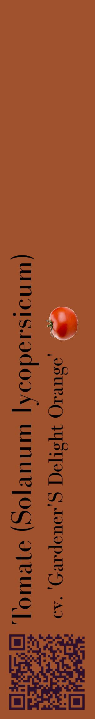 Étiquette de : Solanum lycopersicum cv. 'Gardener'S Delight Orange' - format c - style noire32_basiquebod avec qrcode et comestibilité simplifiée