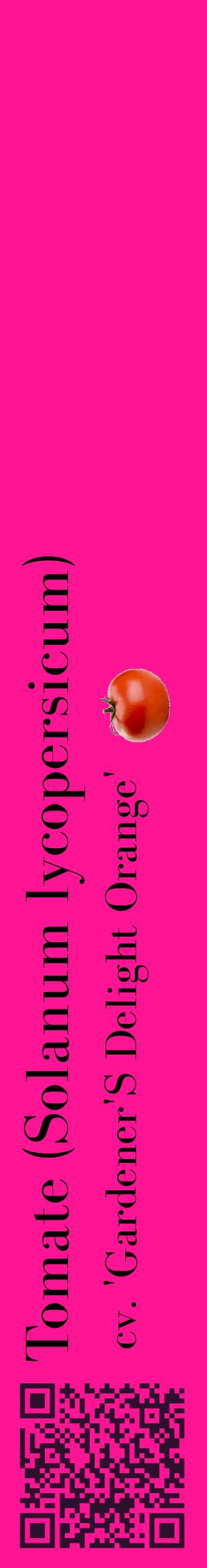 Étiquette de : Solanum lycopersicum cv. 'Gardener'S Delight Orange' - format c - style noire43_basiquebod avec qrcode et comestibilité simplifiée