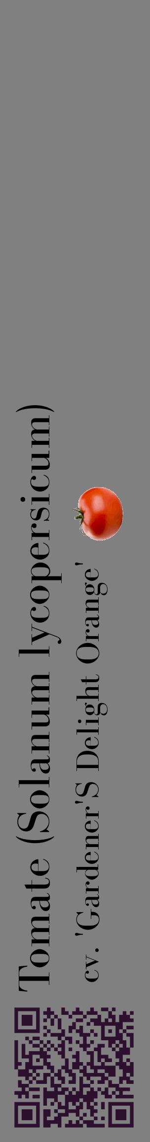 Étiquette de : Solanum lycopersicum cv. 'Gardener'S Delight Orange' - format c - style noire57_basiquebod avec qrcode et comestibilité simplifiée