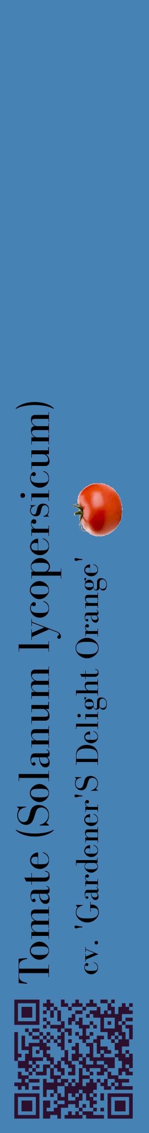 Étiquette de : Solanum lycopersicum cv. 'Gardener'S Delight Orange' - format c - style noire5_basiquebod avec qrcode et comestibilité simplifiée