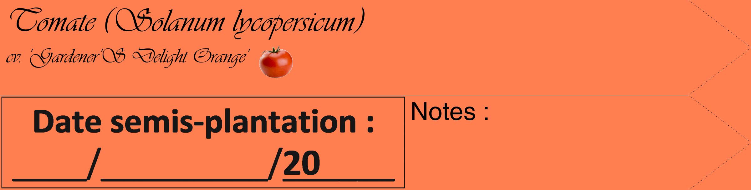 Étiquette de : Solanum lycopersicum cv. 'Gardener'S Delight Orange' - format c - style noire24_simple_simpleviv avec comestibilité simplifiée