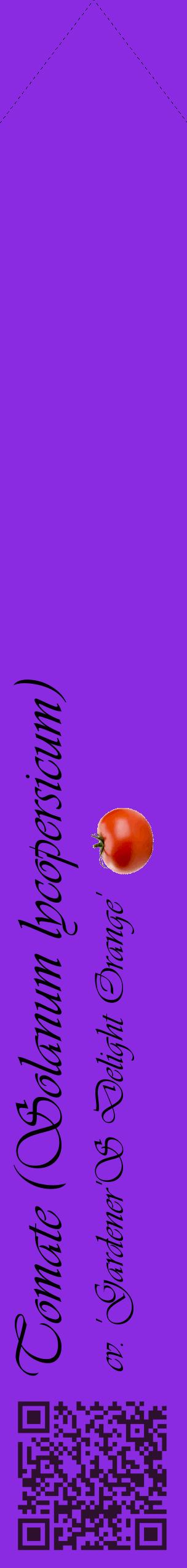 Étiquette de : Solanum lycopersicum cv. 'Gardener'S Delight Orange' - format c - style noire49_simpleviv avec qrcode et comestibilité simplifiée
