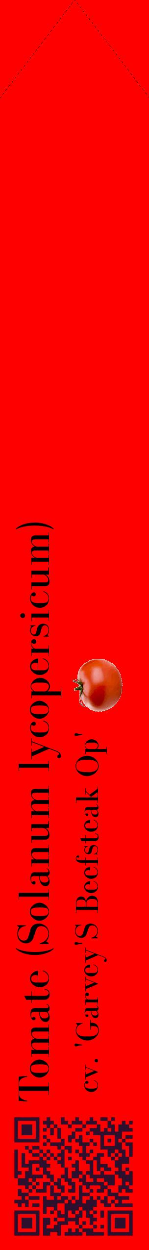 Étiquette de : Solanum lycopersicum cv. 'Garvey'S Beefsteak Op' - format c - style noire27_simplebod avec qrcode et comestibilité simplifiée