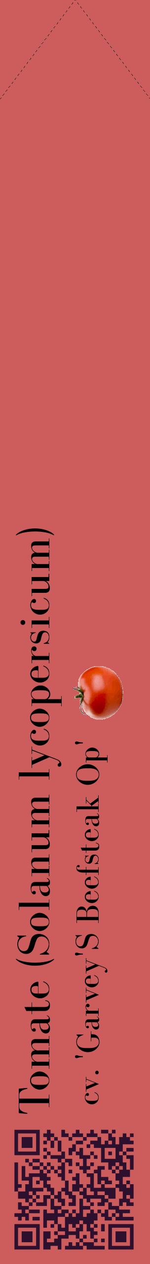 Étiquette de : Solanum lycopersicum cv. 'Garvey'S Beefsteak Op' - format c - style noire35_simplebod avec qrcode et comestibilité simplifiée