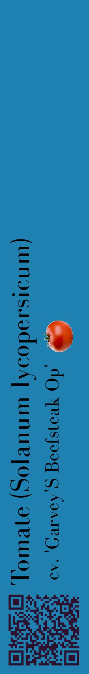 Étiquette de : Solanum lycopersicum cv. 'Garvey'S Beefsteak Op' - format c - style noire6_basiquebod avec qrcode et comestibilité simplifiée