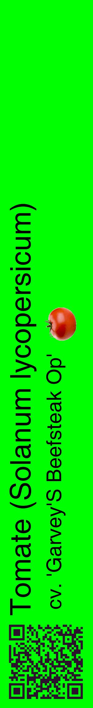 Étiquette de : Solanum lycopersicum cv. 'Garvey'S Beefsteak Op' - format c - style noire16_basiquehel avec qrcode et comestibilité simplifiée