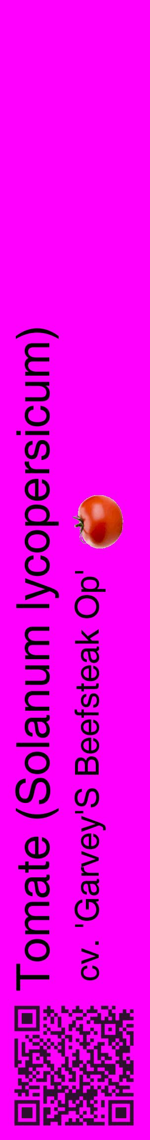 Étiquette de : Solanum lycopersicum cv. 'Garvey'S Beefsteak Op' - format c - style noire51_basiquehel avec qrcode et comestibilité simplifiée