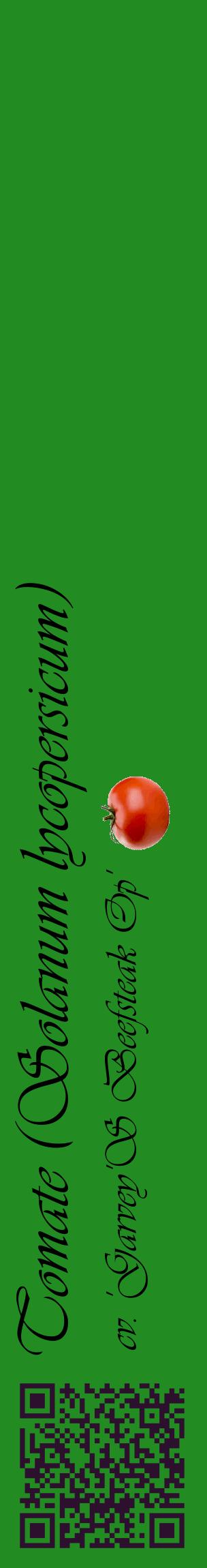 Étiquette de : Solanum lycopersicum cv. 'Garvey'S Beefsteak Op' - format c - style noire10_basiqueviv avec qrcode et comestibilité simplifiée