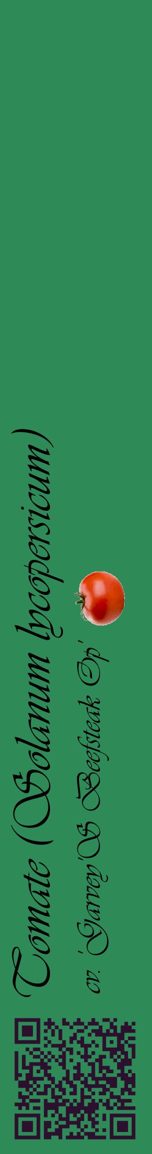 Étiquette de : Solanum lycopersicum cv. 'Garvey'S Beefsteak Op' - format c - style noire11_basiqueviv avec qrcode et comestibilité simplifiée