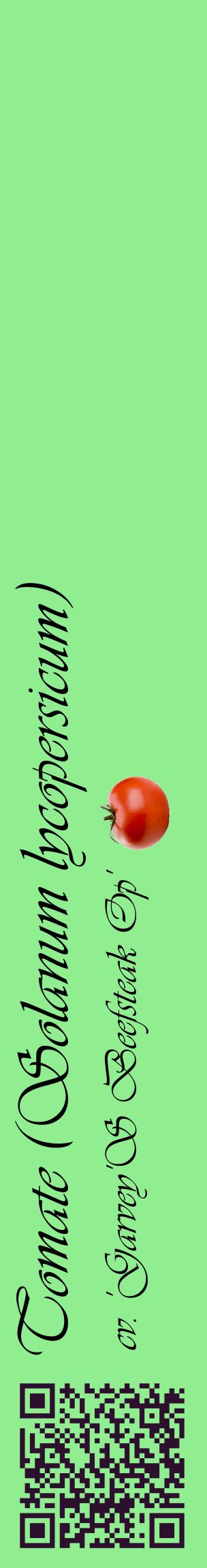Étiquette de : Solanum lycopersicum cv. 'Garvey'S Beefsteak Op' - format c - style noire15_basiqueviv avec qrcode et comestibilité simplifiée