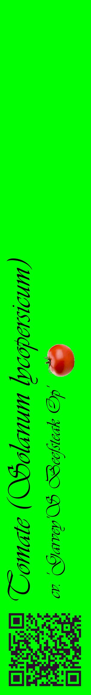 Étiquette de : Solanum lycopersicum cv. 'Garvey'S Beefsteak Op' - format c - style noire16_basiqueviv avec qrcode et comestibilité simplifiée