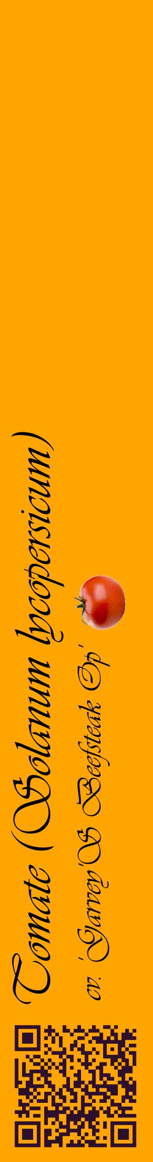 Étiquette de : Solanum lycopersicum cv. 'Garvey'S Beefsteak Op' - format c - style noire22_basiqueviv avec qrcode et comestibilité simplifiée