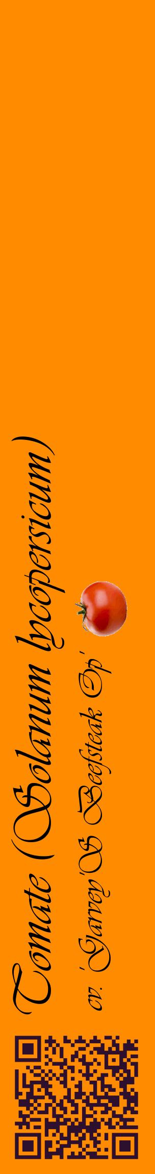 Étiquette de : Solanum lycopersicum cv. 'Garvey'S Beefsteak Op' - format c - style noire23_basiqueviv avec qrcode et comestibilité simplifiée