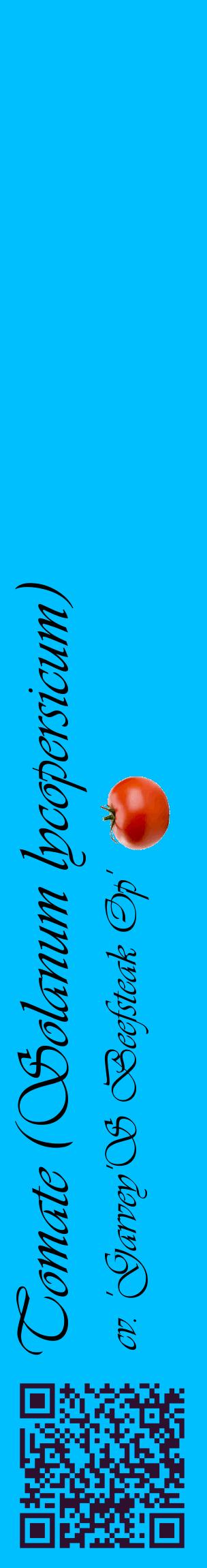Étiquette de : Solanum lycopersicum cv. 'Garvey'S Beefsteak Op' - format c - style noire2_basiqueviv avec qrcode et comestibilité simplifiée