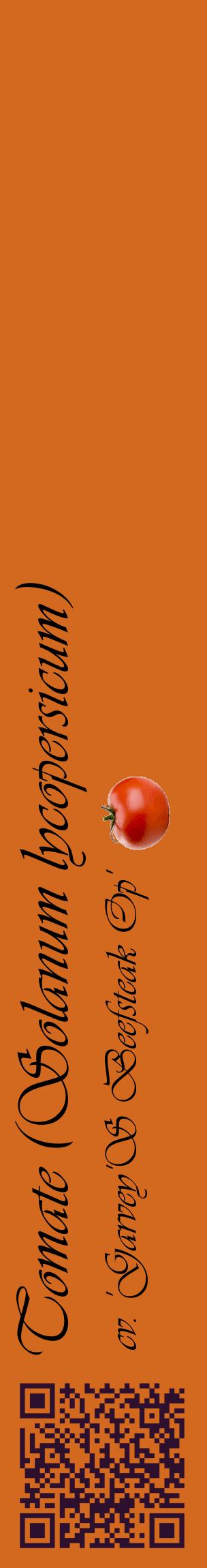 Étiquette de : Solanum lycopersicum cv. 'Garvey'S Beefsteak Op' - format c - style noire31_basiqueviv avec qrcode et comestibilité simplifiée