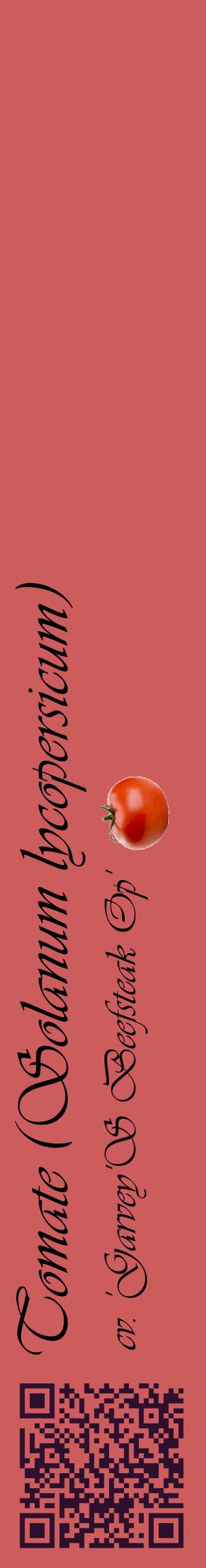 Étiquette de : Solanum lycopersicum cv. 'Garvey'S Beefsteak Op' - format c - style noire35_basiqueviv avec qrcode et comestibilité simplifiée