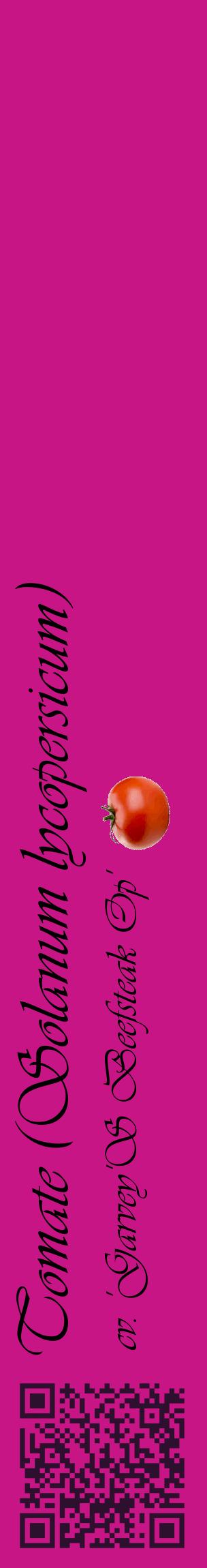 Étiquette de : Solanum lycopersicum cv. 'Garvey'S Beefsteak Op' - format c - style noire45_basiqueviv avec qrcode et comestibilité simplifiée