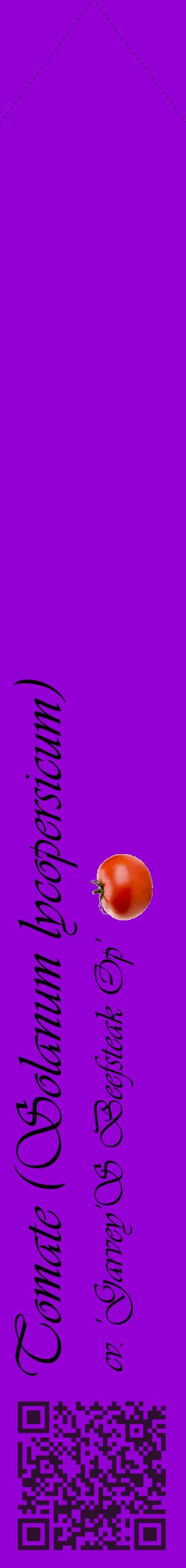 Étiquette de : Solanum lycopersicum cv. 'Garvey'S Beefsteak Op' - format c - style noire48_simpleviv avec qrcode et comestibilité simplifiée
