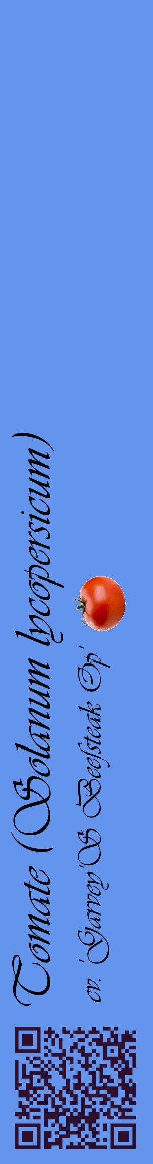Étiquette de : Solanum lycopersicum cv. 'Garvey'S Beefsteak Op' - format c - style noire4_basiqueviv avec qrcode et comestibilité simplifiée