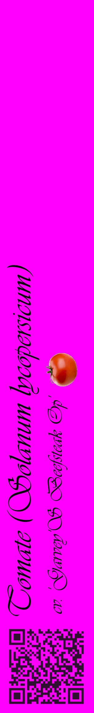 Étiquette de : Solanum lycopersicum cv. 'Garvey'S Beefsteak Op' - format c - style noire51_basiqueviv avec qrcode et comestibilité simplifiée