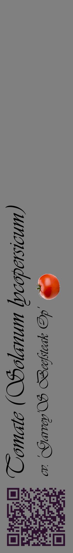 Étiquette de : Solanum lycopersicum cv. 'Garvey'S Beefsteak Op' - format c - style noire57_basiqueviv avec qrcode et comestibilité simplifiée