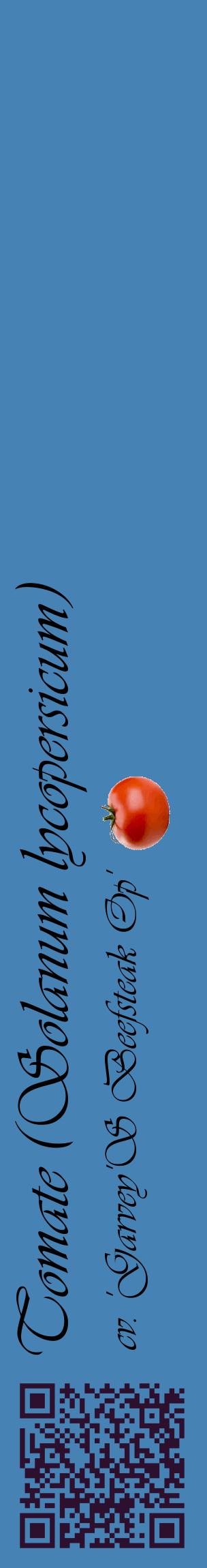 Étiquette de : Solanum lycopersicum cv. 'Garvey'S Beefsteak Op' - format c - style noire5_basiqueviv avec qrcode et comestibilité simplifiée