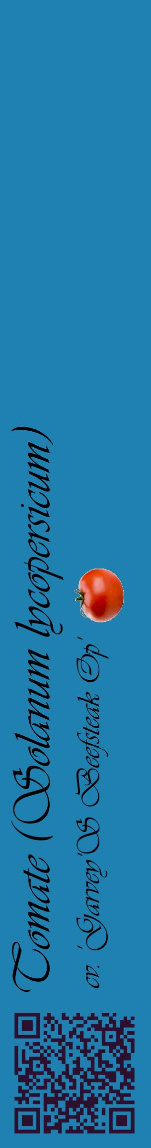 Étiquette de : Solanum lycopersicum cv. 'Garvey'S Beefsteak Op' - format c - style noire6_basiqueviv avec qrcode et comestibilité simplifiée