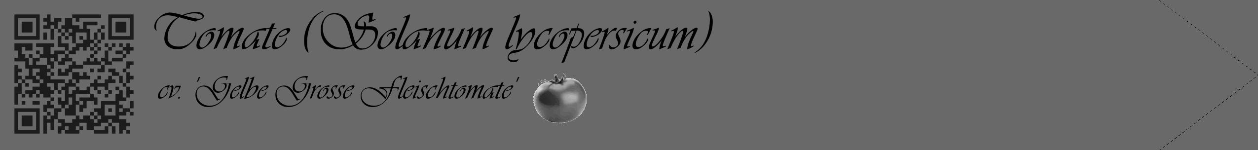 Étiquette de : Solanum lycopersicum cv. 'Gelbe Grosse Fleischtomate' - format c - style noire11simple_basique_basiqueviv avec qrcode et comestibilité simplifiée