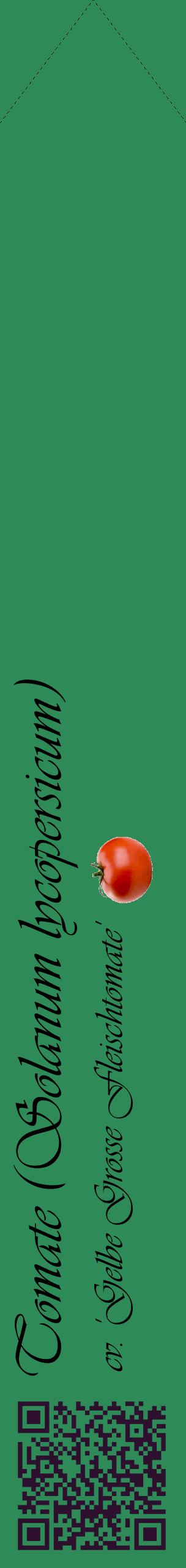 Étiquette de : Solanum lycopersicum cv. 'Gelbe Grosse Fleischtomate' - format c - style noire11simple_basique_basiqueviv avec qrcode et comestibilité simplifiée - position verticale