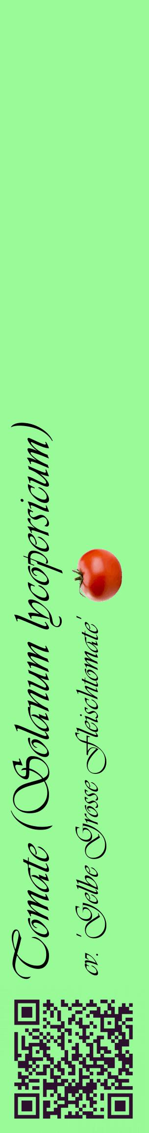 Étiquette de : Solanum lycopersicum cv. 'Gelbe Grosse Fleischtomate' - format c - style noire14_basiqueviv avec qrcode et comestibilité simplifiée